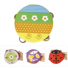 6 Inch Musical Toy Handheld Tambourine Hand Drum Percussion  4-Set Jingles W3U8