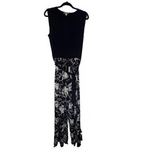 Chelsea Taylor,12 Sleeveless Faux Wrap Belted Floral Flare Leg Jumpsuit