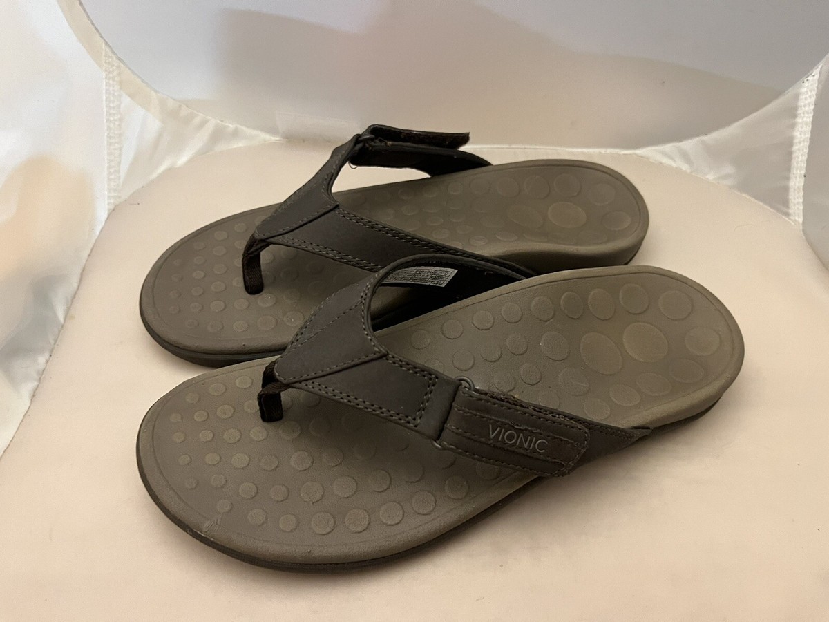 Vionic Ryder Brown Orthopedic Flip Flops Sandals Men display picture 2