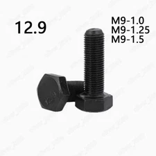 M9 Black 12.9 Steel Hexagon Head Bolts Screws DIN933 Pitch 1.0 / 1.25 / 1.5