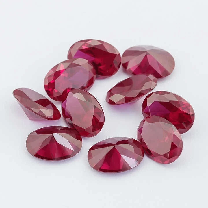 Synthetic Oval Red Ruby Gemstone Faceted Lab Created Loose Gemstone 3x4 to8x10mm - Image 3 of 4