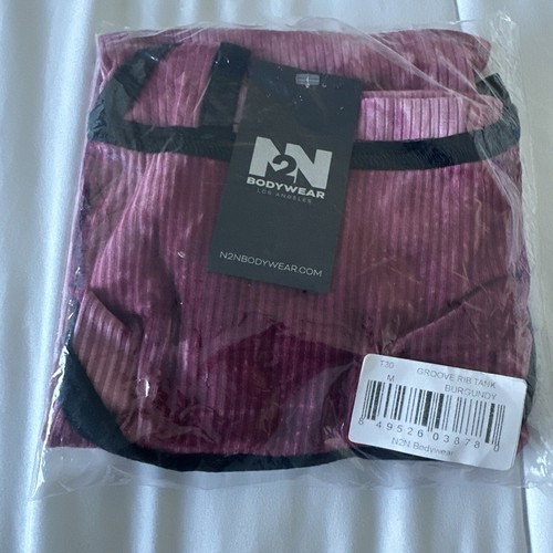 N2N Bodywear Men’s T30 Groove Rib Tank Top Burgundy Medium - Picture 3 of 3