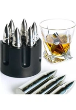 WHISKEY STONES XL 6 PCS Engraved “Best Dad Ever” STAINLESS STEEL Barrel Base