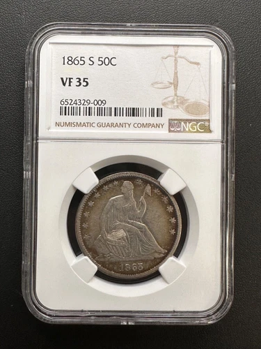 1865 S 50C Seated Liberty Half Dollar NGC VF 35