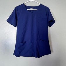 Scrubstar Women  s Medical Scrub Top Purple Short Sleeve V-Neck Size M Pockets