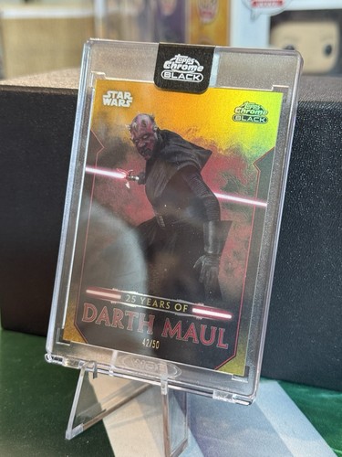 2024 Topps Star Wars Chrome Black DM-17 25 Years of Darth Maul Gold #d 42/50
