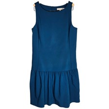 Banana Republic Tulum Turquoise High Neck Sleeveless Drop Waist Dress 12 NEW