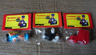 HCF Postman Pat Pencil Topper Lot x 3 verschiedene neu unbenutzt 1983 Jess Cat Van