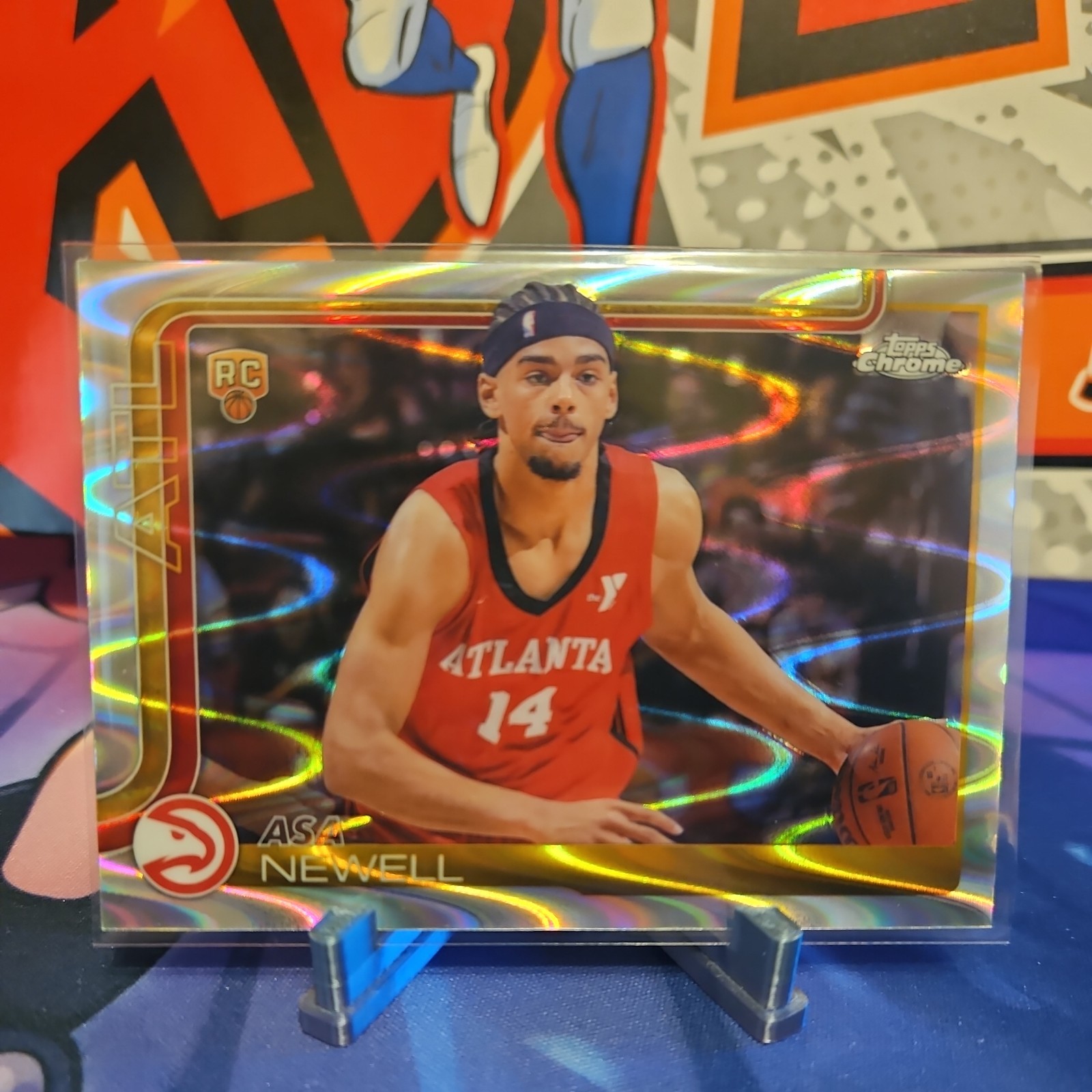 2025-26 Topps Chrome Basketball #273 Asa Newell RC Atlanta Hawks Raywave Refrctr