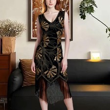 Women Sequin Dress Embellished for Performance Rumba Cha Cha Evening Ballroom