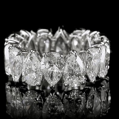 7.40 TCW Emerald Moissanite Eternity Style Engagement Ring 14K White Gold Plated