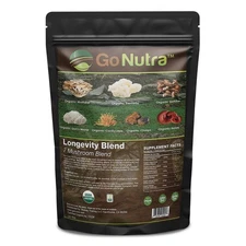 7 Mushroom Blend Powder Organic 8 oz | Reishi Lions Mane Cordyceps | Go Nutra