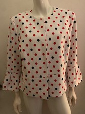 NineWest all season blazer jacket polka dot black and red in white fabric 14 NEW