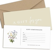 Blank Gift Certificates with Envelopes, 3.5" x 7.25" Blank Gift Certificates ...