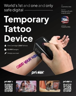 Prinker S Temporary Tattoo Device Package for Your Instant Custom Tattoos EUC!