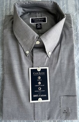 NEW Club Room Dress Shirt Men's Performance Size 16 Regular Fit 32-33-MSRP $50