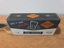 Gentlemans Hardware Shot Glass Serving Paddle Wood Board 4 Glasses  Barware New