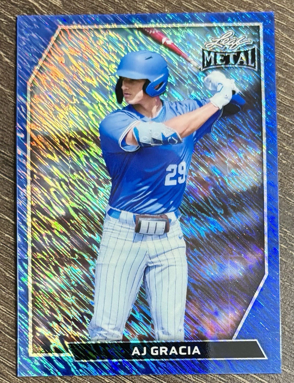 2026 Leaf Metal Gold Prospect AJ Gracia Blue Shimmer 2/5 Atlanta Braves