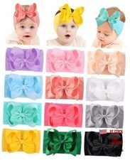 Baby Girl Headbands, 12pcs Nylon Headbands with Big Baby Bows, Baby Bows Style