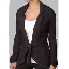 Lululemon Dance Pulse Knit Black Cashmere Blend Wrap Cinch Cardigan Size Small