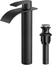 Waterfall Bathroom Vessel Sink Faucets with Metal Pop up Drain and Lead-Free Cup