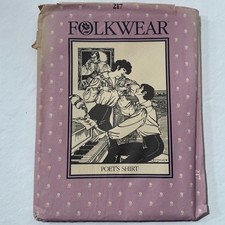 FOLKWEAR Poet's Shirt Men  Women S - M - L Pattern 217 VINTAGE 1982 Uncut
