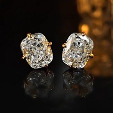 Women 18k Gold Plated Iced CZ Sparkling Square Huggie Earring Stud