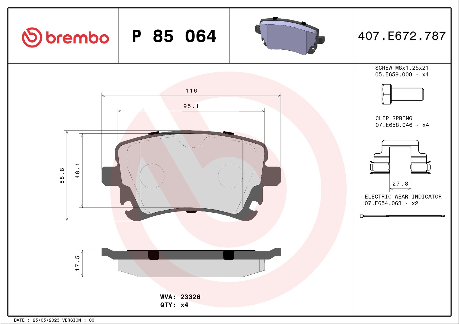 Für BREMBO P 85 064 Brake Pad Set, disc brake P 85 064 Brake pads set rear , fi - Bild 7