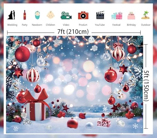 Blue Christmas Backdrop 7x5FT Winter Wonderland Photography 7x5FT: 84x60 inch