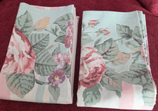 VTG J P STEVENS 2 STANDARD PILLOW CASE CREAM FLORAL AND STRIPED MADE IN USA
