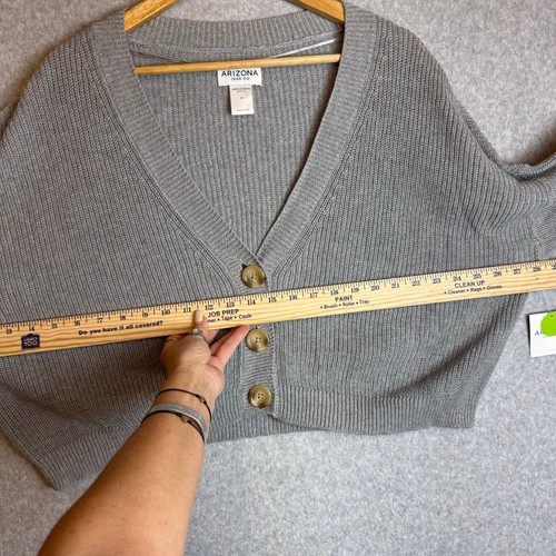 Neu mit Etikett Arizona Grobstrick Oversize Cropped Cardigan Pullover Damen mittelgrau kastig kuschelig - Bild 5 von 11