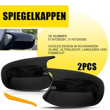 Paar Glanz Schwarz Spiegelkappen Geh�use F�r BMW E90 E91 E92 E93 LCI 2009-2013