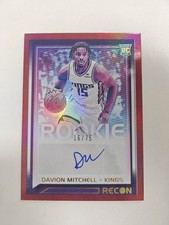 2022 Panini Recon Davion Mitchell Rookie Auto 16/75 Kings Autograph RC