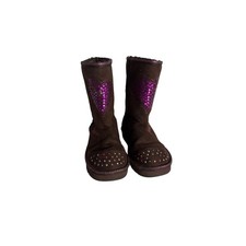 Skechers Twinkle Toes Girls Brown Pink Sequin Heart Faux Fur Boots 10205L Size 2