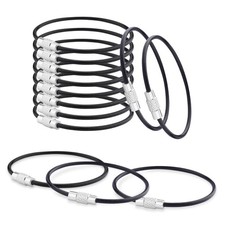 CooBigo 25 Pack Stainless Steel Loops 2mm Coated Wire Keychain Cable Large Ke...