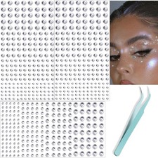 NOOEPC 660Pcs Face Gems Hair Gems, Self-Adhesive Jewels Eye A, Clear