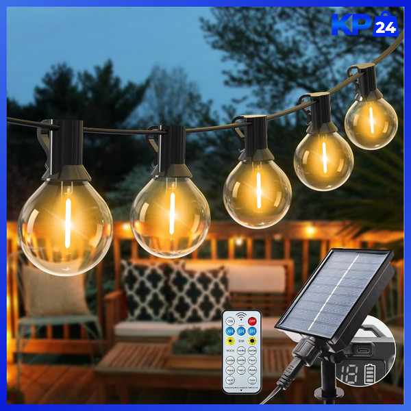 Lichterkette AußEn Solar 13M 15 Leds Dimmbar Wetterfest 8 Modi Mit Fernbedienung-image