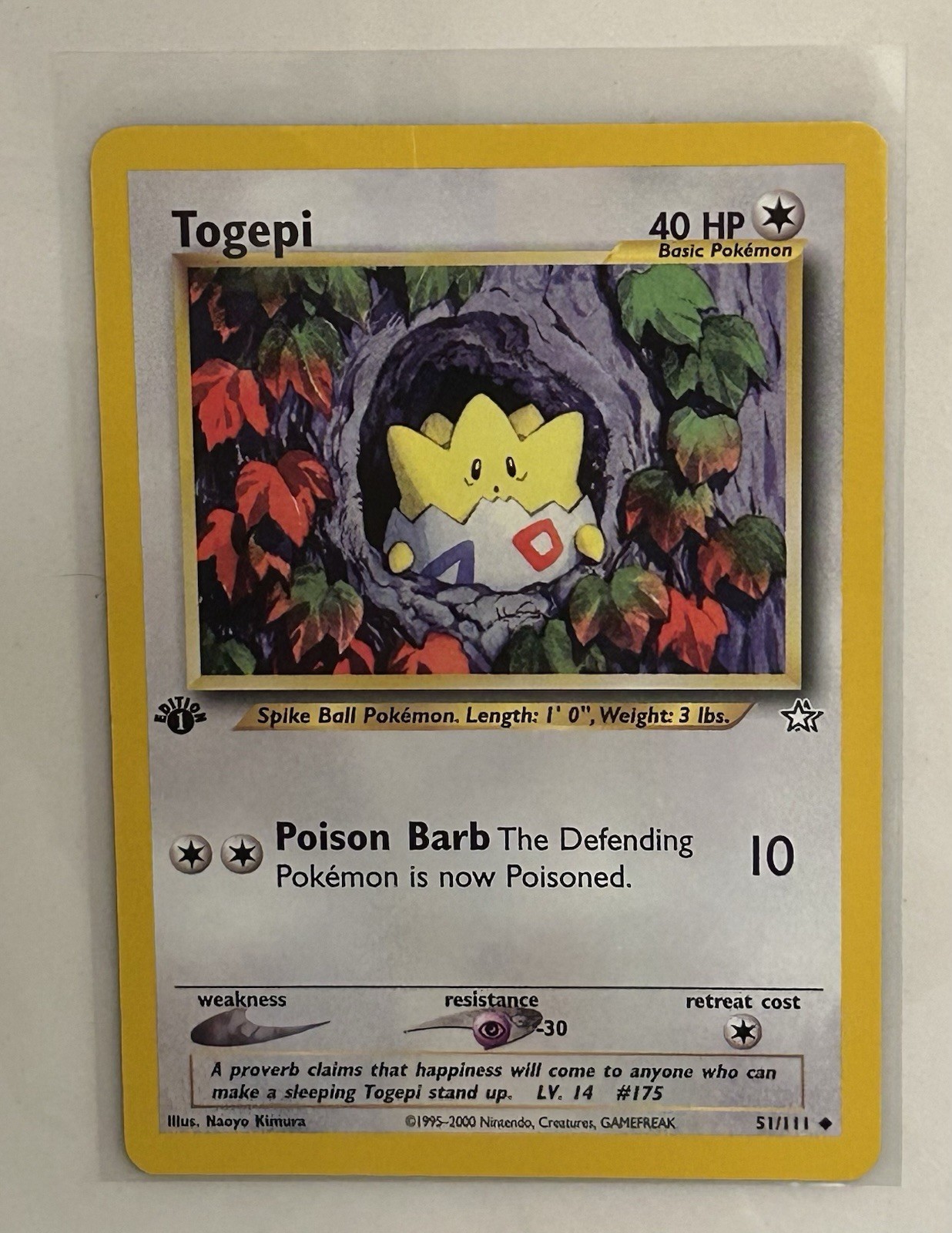 Pokemon TCG Togepi 51/111 Neo Genesis 1st Edition Vintage Card LP