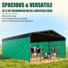 13×20ft Galvanized Livestock Shelter Waterproof Metal Shed Cattle and Sheep Shed