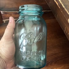 Ball Perfect Mason Blue Quart Jar with Number 4 on Base