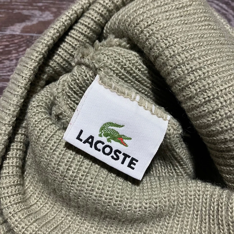 Sombrero de lana verde oliva mini logotipo de cocodrilo LACOSTE de colección talla única Foto 4 de 4