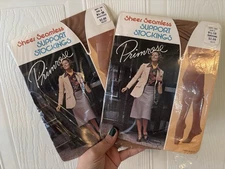 2 Vintage Sheer Primrose Support Stocking Pantyhose Rosetone & Suntone