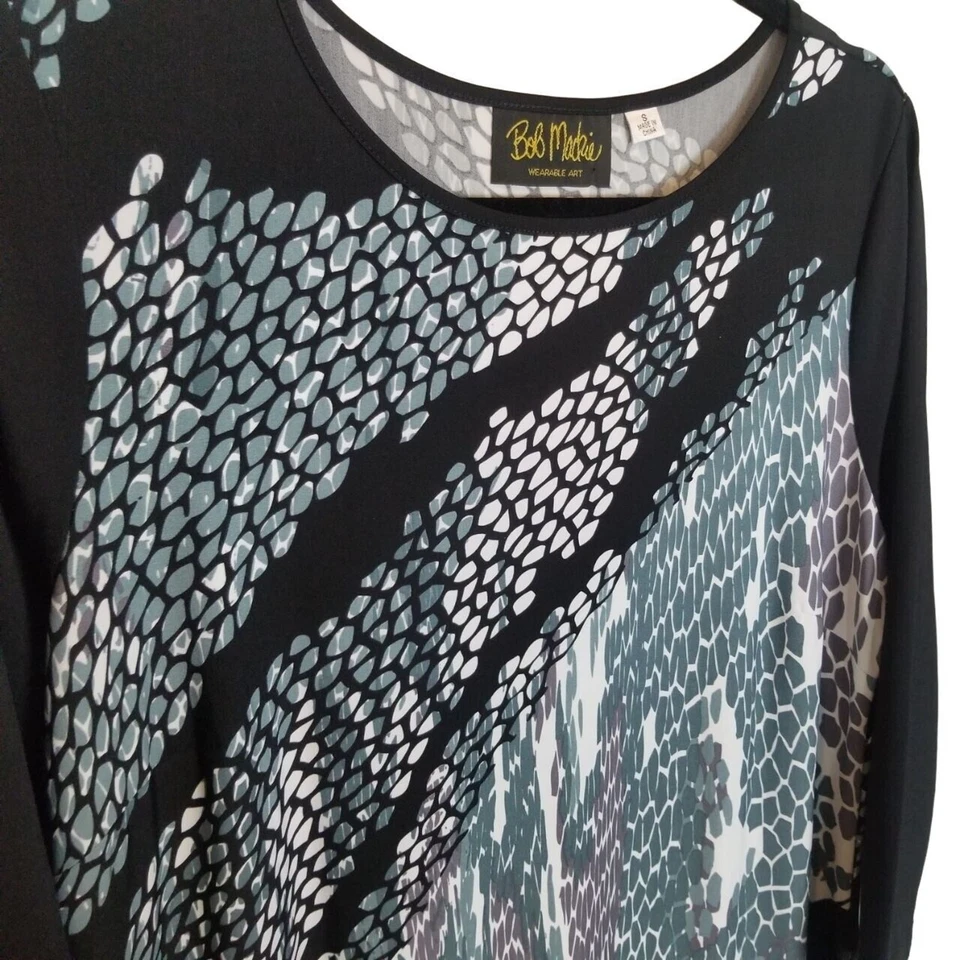 Maxi Vestido Bob Mackie Usable Arte Bob Mackie Vestido Estampado Animal S Negro Foto 4 de 4