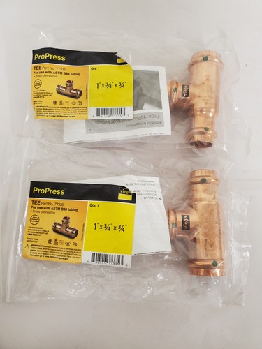 *LOT OF 2* Viega ProPress 1 in. x 3/4 in. x 3/4 in. Press Copper Reducing Tee