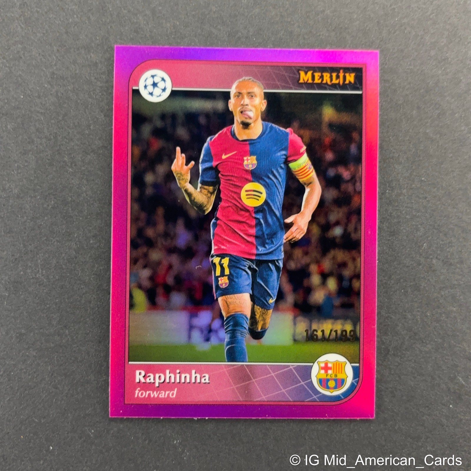 2025 Topps Merlin UEFA Raphinha Pink Refractor #192 FC Barcelona /199