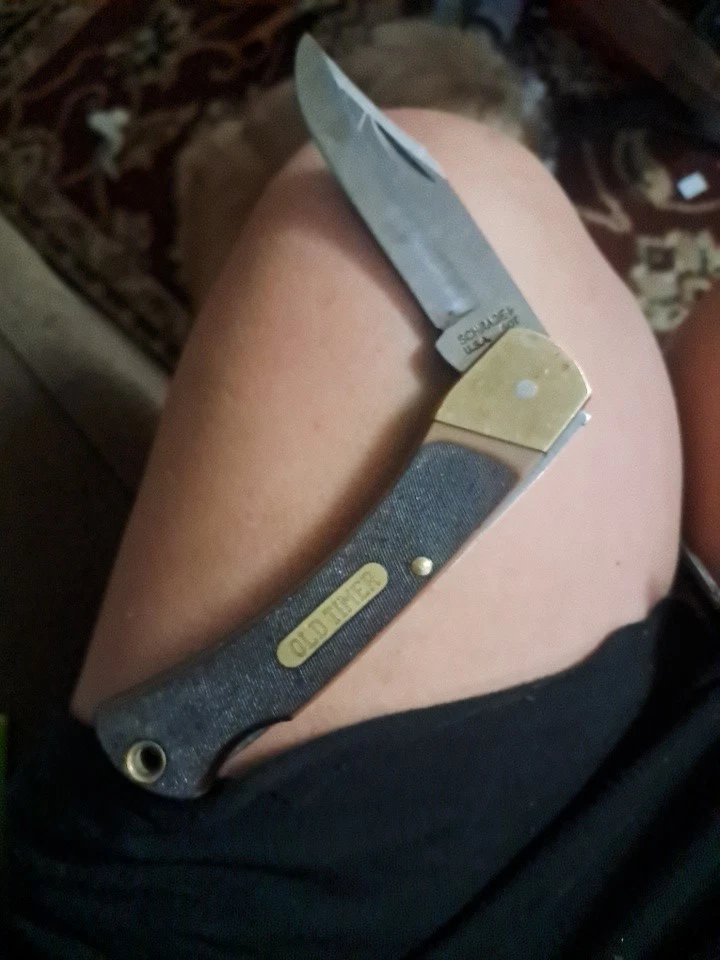 Navaja de Bolsillo Plegable Grande Old Timer Usada Foto 2 de 4