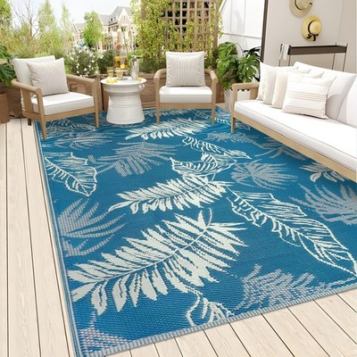 Falflor 5x8 Ft Outdoor Reversible Rug Waterproof Patio Plastic Large Floor Mat