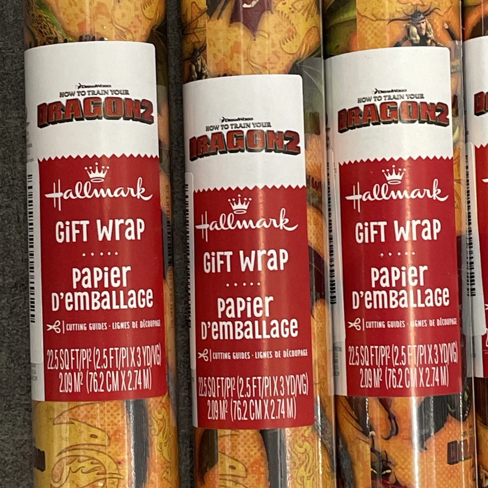 Lote de 7 rollos Cómo entrenar a tu dragón 2 envoltura de regalo 22,5 pies cuadrados x 2 Foto 2 de 4