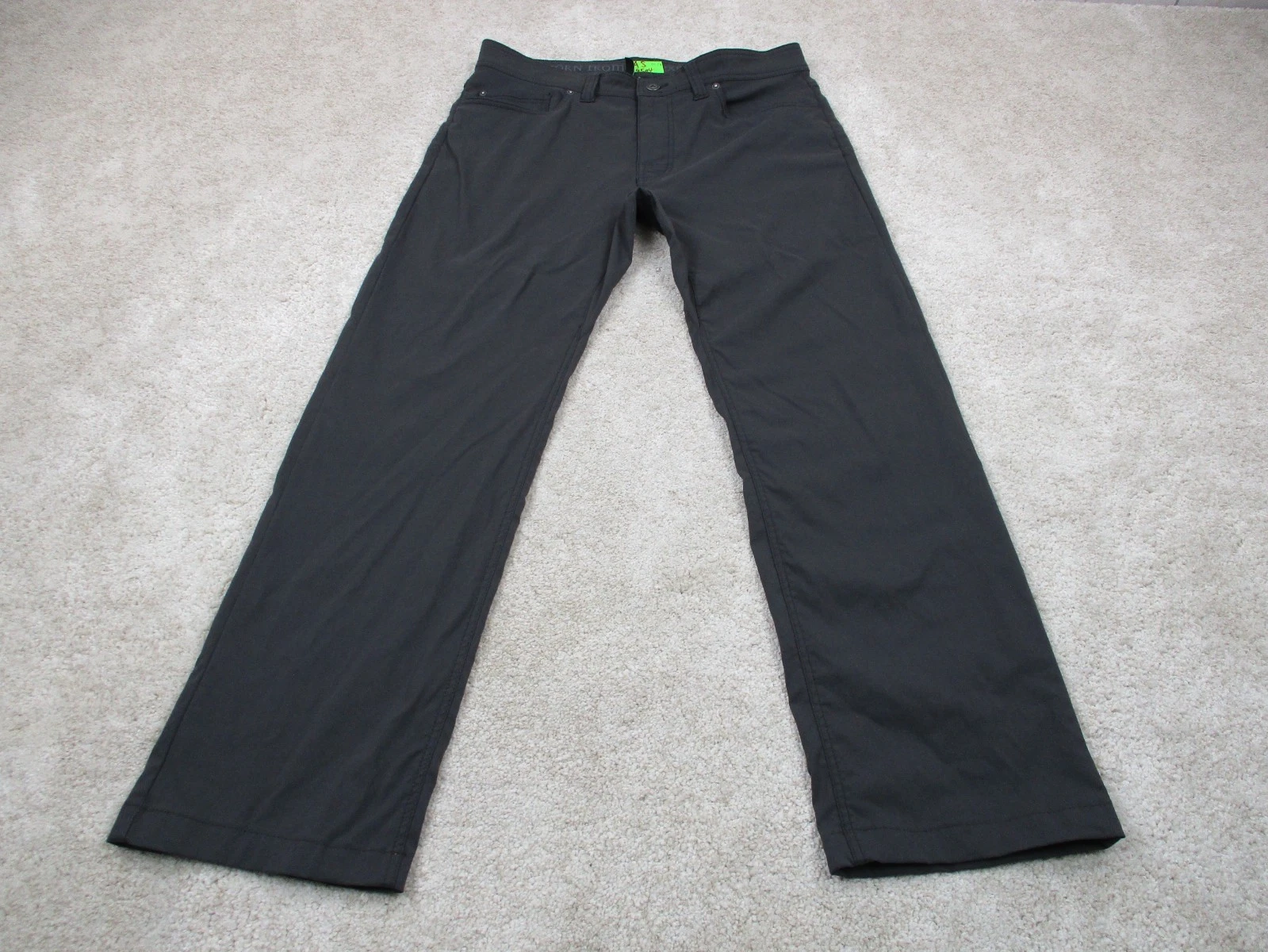Prana Pants Mens 34 Slim Gray Straight Brion Hiking Outdoor Roll Snap 34x29