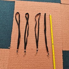  4 Lot Simple Plain Black Lanyards Keychain Clip ID Holder Strap Solid Y4